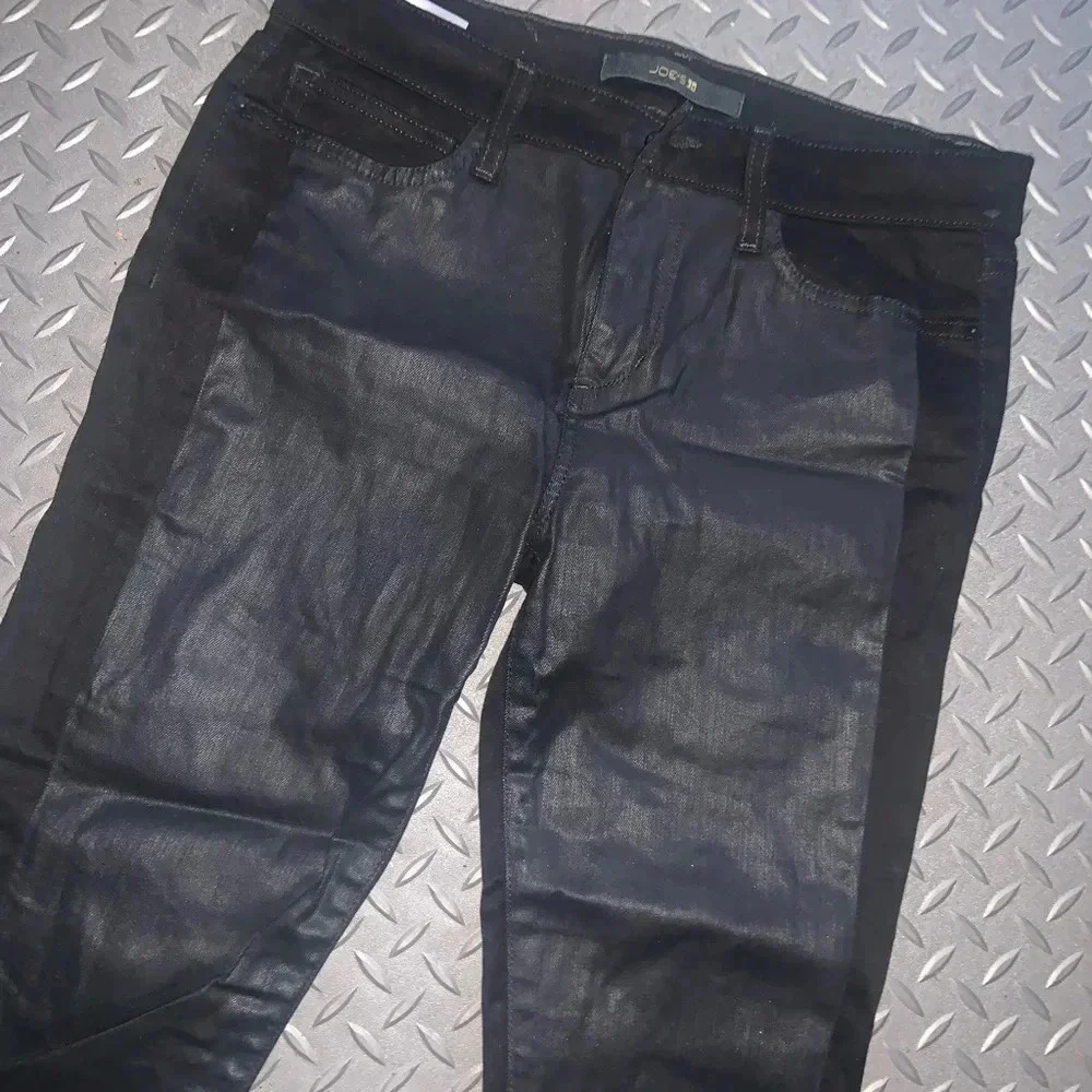 Joe jeans black wax denim skinny edgy summer classic casual pants designer boho